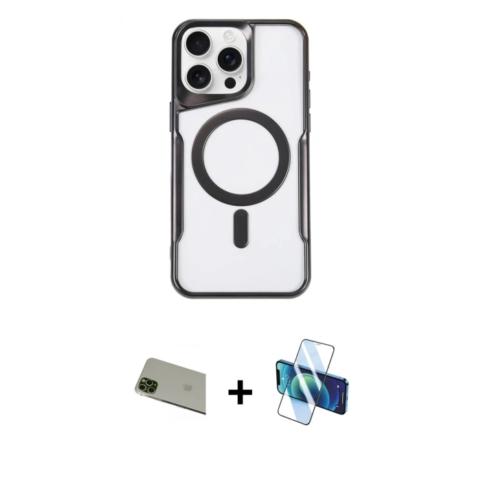 MARSİLYAN™- iPhone 11 Pro Max Kılıf Yadigar Klasik Özel Seri - Siyah 3D Antistatik Seramik Nano Ekran Koruyucu + Rainbow Kamera Lens Koruma Cam - YL
