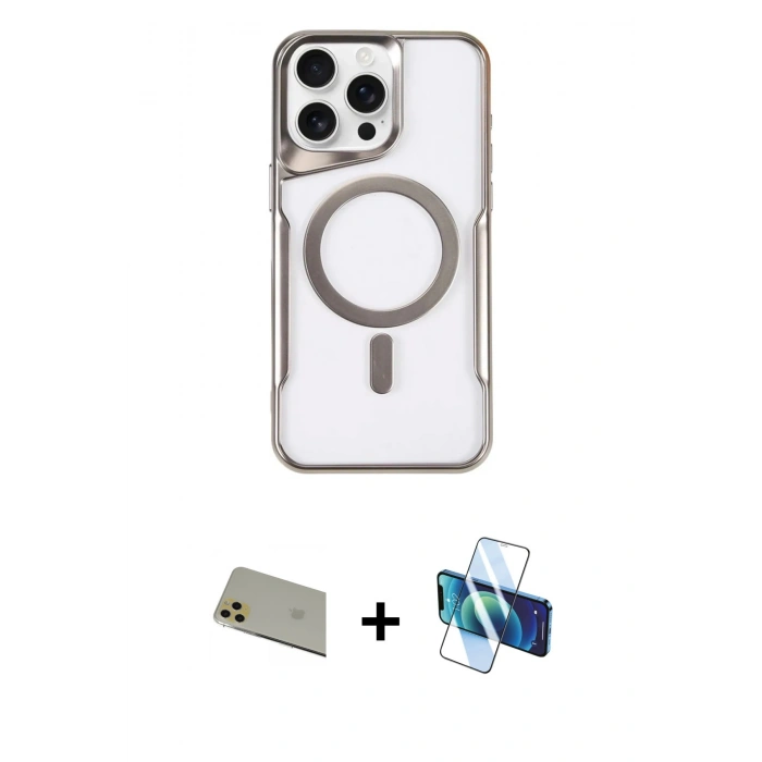 MARSİLYAN™- iPhone 11 Pro Max Kılıf Yadigar Klasik Özel Seri - Siyah 3D Antistatik Seramik Nano Ekran Koruyucu + Rainbow Kamera Lens Koruma Cam - GD