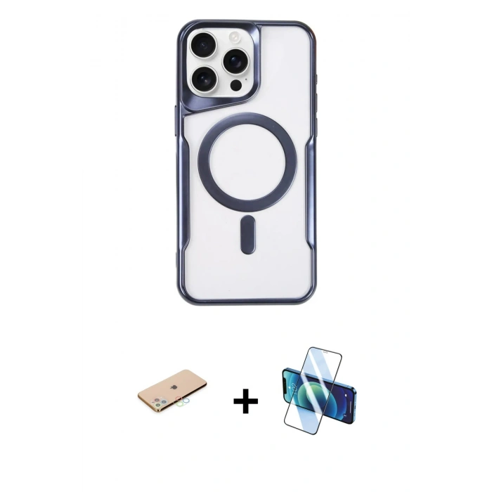 MARSİLYAN™- iPhone 11 Pro Max Kılıf Yadigar Klasik Özel Seri - Siyah 3D Antistatik Seramik Nano Ekran Koruyucu + Renkli Kamera Lens Koruma Cam - MI