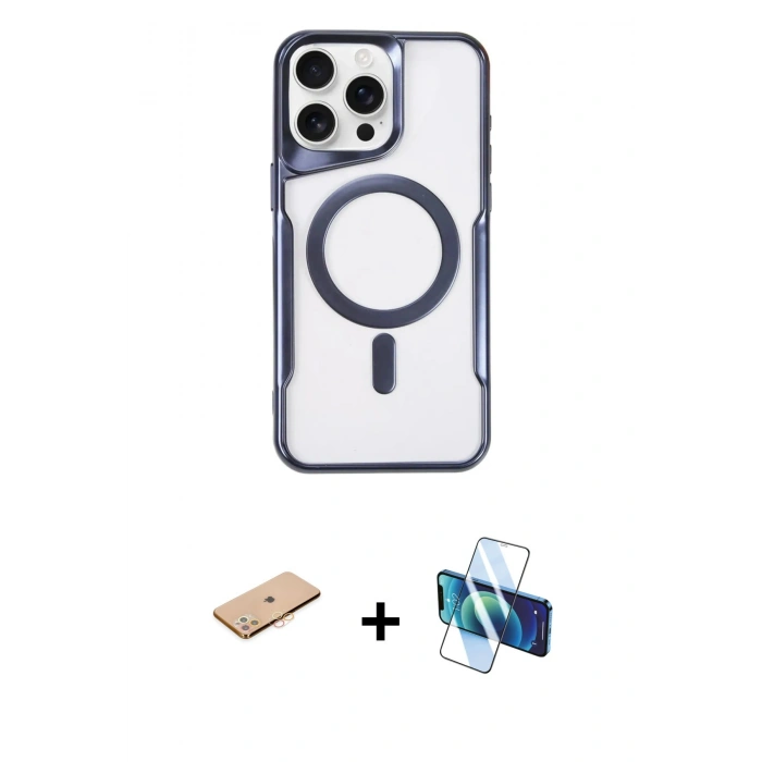 MARSİLYAN™- iPhone 11 Pro Max Kılıf Yadigar Klasik Özel Seri - Siyah 3D Antistatik Seramik Nano Ekran Koruyucu + Renkli Kamera Lens Koruma Cam - TU