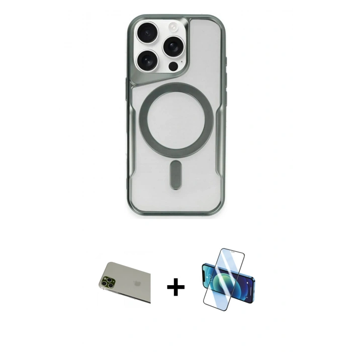 MARSİLYAN™- iPhone 11 Pro Max Kılıf Yadigar Klasik Özel Seri - Siyah 3D Antistatik Seramik Nano Ekran Koruyucu + Rainbow Kamera Lens Koruma Cam - YL