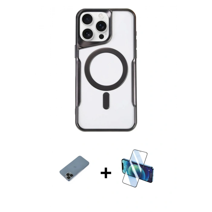 MARSİLYAN™- iPhone 11 Pro Max Kılıf Yadigar Klasik Özel Seri - Siyah 3D Antistatik Seramik Nano Ekran Koruyucu + Shine Kamera Lens Koruma Cam - SH