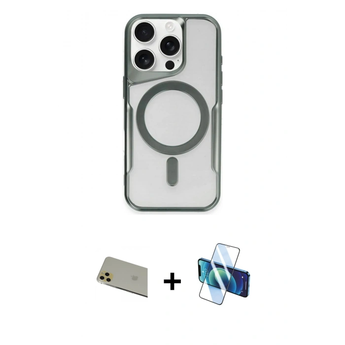 MARSİLYAN™- iPhone 11 Pro Max Kılıf Yadigar Klasik Özel Seri - Siyah 3D Antistatik Seramik Nano Ekran Koruyucu + Rainbow Kamera Lens Koruma Cam - GD