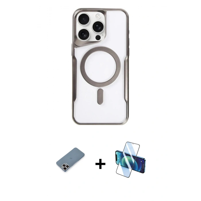 MARSİLYAN™- iPhone 11 Pro Max Kılıf Yadigar Klasik Özel Seri - Siyah 3D Antistatik Seramik Nano Ekran Koruyucu + Mor Metal Kamera Lens Koruma Cam