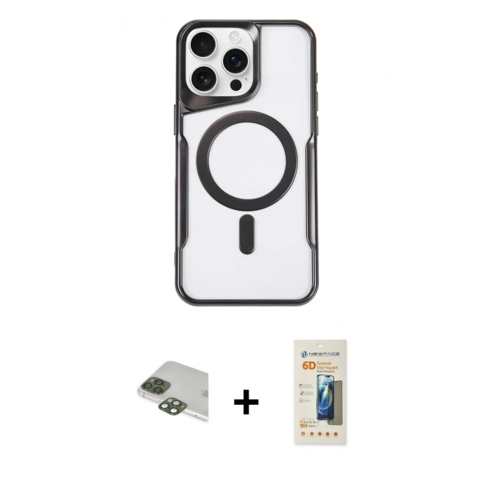 MARSİLYAN™- iPhone 11 Pro Max Kılıf Yadigar Klasik Özel Seri - Siyah 6D Mat Seramik Hayalet Nano Ekran Koruyucu + Pers Alüminyum Kamera Lens - YL