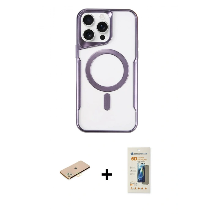 MARSİLYAN™- iPhone 11 Pro Max Kılıf Yadigar Klasik Özel Seri - Siyah 6D Mat Seramik Hayalet Nano Ekran Koruyucu + Renkli Kamera Lens Koruma Cam - SI