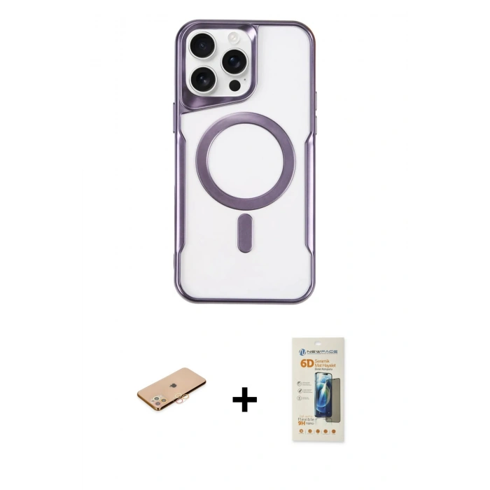 MARSİLYAN™- iPhone 11 Pro Max Kılıf Yadigar Klasik Özel Seri - Siyah 6D Mat Seramik Hayalet Nano Ekran Koruyucu + Renkli Kamera Lens Koruma Cam - TU