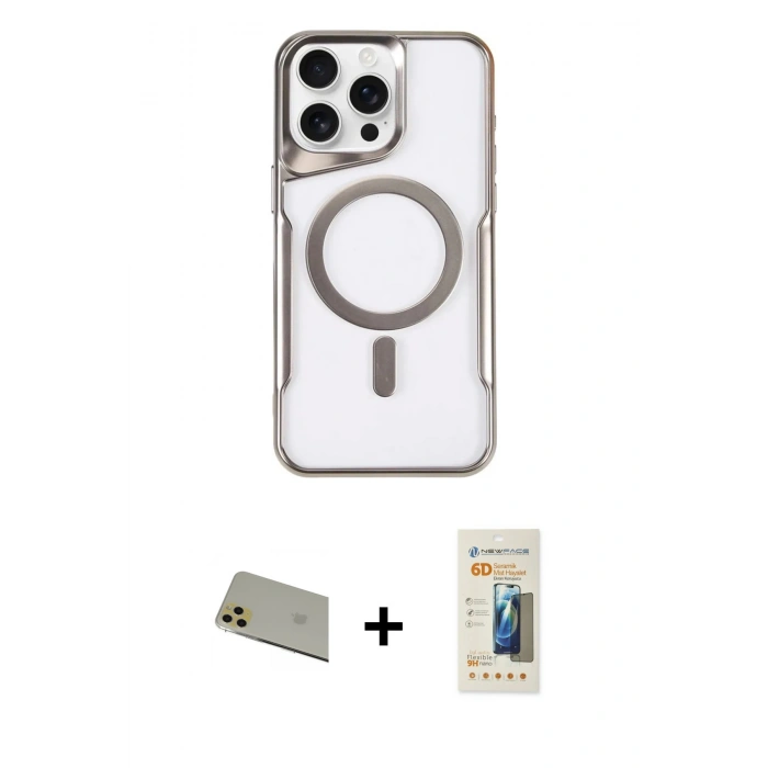 MARSİLYAN™- iPhone 11 Pro Max Kılıf Yadigar Klasik Özel Seri - Siyah 6D Mat Seramik Hayalet Nano Ekran Koruyucu + Rainbow Kamera Lens Koruma Cam - GD