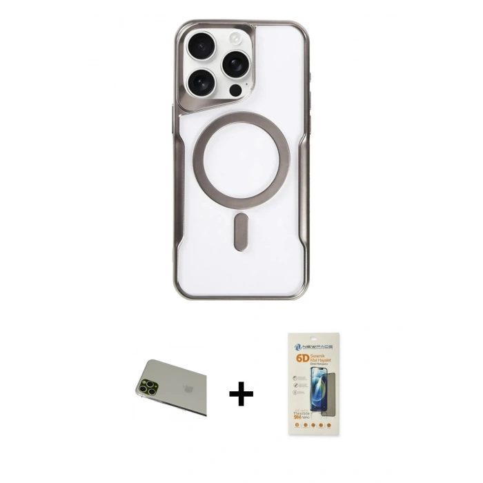 MARSİLYAN™- iPhone 11 Pro Max Kılıf Yadigar Klasik Özel Seri - Siyah 6D Mat Seramik Hayalet Nano Ekran Koruyucu + Rainbow Kamera Lens Koruma Cam - YL