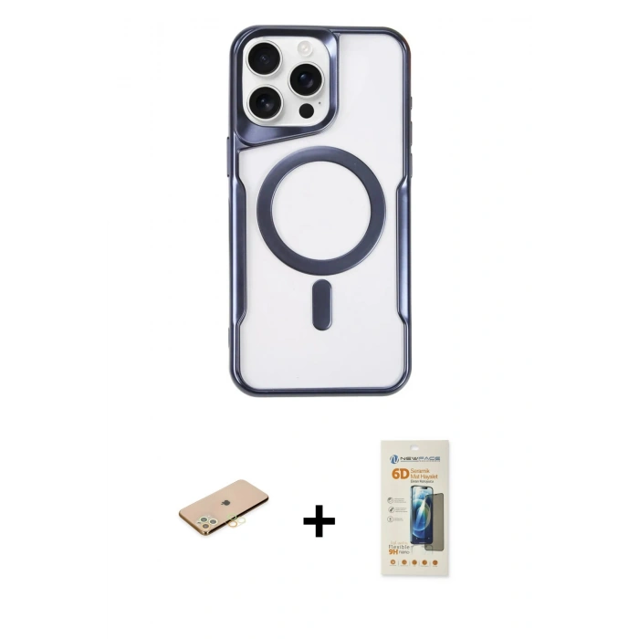 MARSİLYAN™- iPhone 11 Pro Max Kılıf Yadigar Klasik Özel Seri - Siyah 6D Mat Seramik Hayalet Nano Ekran Koruyucu + Renkli Kamera Lens Koruma Cam - SI