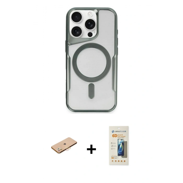 MARSİLYAN™- iPhone 11 Pro Max Kılıf Yadigar Klasik Özel Seri - Siyah 6D Mat Seramik Hayalet Nano Ekran Koruyucu + Renkli Kamera Lens Koruma Cam - TU