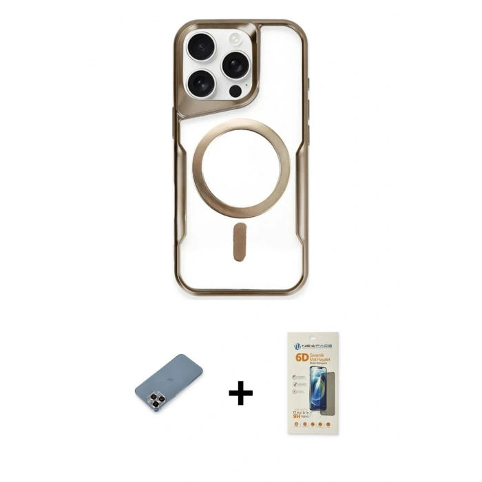 MARSİLYAN™- iPhone 11 Pro Max Kılıf Yadigar Klasik Özel Seri - Siyah 6D Mat Seramik Hayalet Nano Ekran Koruyucu + Mor Metal Kamera Lens Koruma Cam