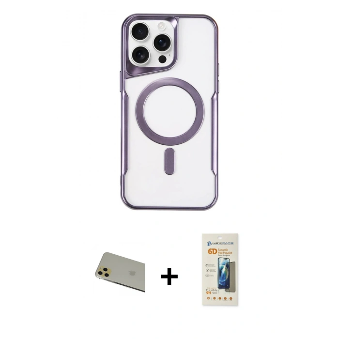 MARSİLYAN™- iPhone 11 Pro Max Kılıf Yadigar Klasik Özel Seri - Siyah 6D Mat Seramik Hayalet Nano Ekran Koruyucu + Rainbow Kamera Lens Koruma Cam - GD