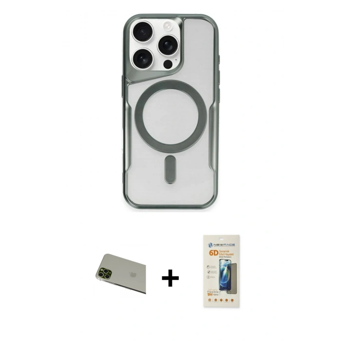 MARSİLYAN™- iPhone 11 Pro Max Kılıf Yadigar Klasik Özel Seri - Siyah 6D Mat Seramik Hayalet Nano Ekran Koruyucu + Rainbow Kamera Lens Koruma Cam - YL