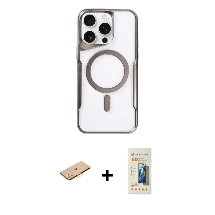 MARSİLYAN™- iPhone 11 Pro Max Kılıf Yadigar Klasik Özel Seri - Siyah 6D Mat Seramik Hayalet Nano Ekran Koruyucu + Renkli Kamera Lens Koruma Cam - TU