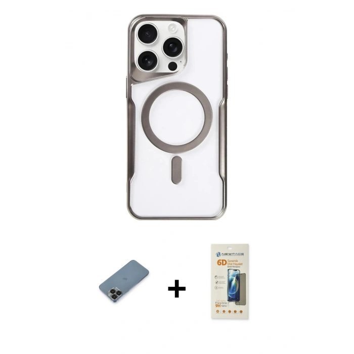MARSİLYAN™- iPhone 11 Pro Max Kılıf Yadigar Klasik Özel Seri - Siyah 6D Mat Seramik Hayalet Nano Ekran Koruyucu + Metal Kamera Lens Koruma Cam - SH