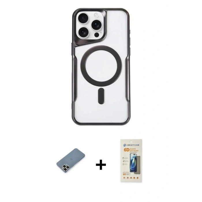 MARSİLYAN™- iPhone 11 Pro Max Kılıf Yadigar Klasik Özel Seri - Siyah 6D Mat Seramik Hayalet Nano Ekran Koruyucu + Metal Kamera Lens Koruma Cam - GD