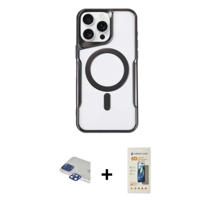 MARSİLYAN™- iPhone 11 Pro Max Kılıf Yadigar Klasik Özel Seri - Siyah 6D Mat Seramik Hayalet Nano Ekran Koruyucu + Pers Alüminyum Kamera Lens - LT