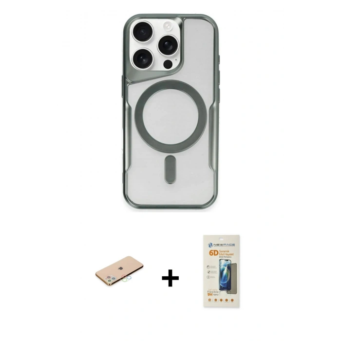 MARSİLYAN™- iPhone 11 Pro Max Kılıf Yadigar Klasik Özel Seri - Siyah 6D Mat Seramik Hayalet Nano Ekran Koruyucu + Renkli Kamera Lens Koruma Cam - MI