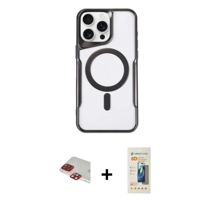 MARSİLYAN™- iPhone 11 Pro Max Kılıf Yadigar Klasik Özel Seri - Siyah 6D Mat Seramik Hayalet Nano Ekran Koruyucu + Pers Alüminyum Kamera Lens - KI