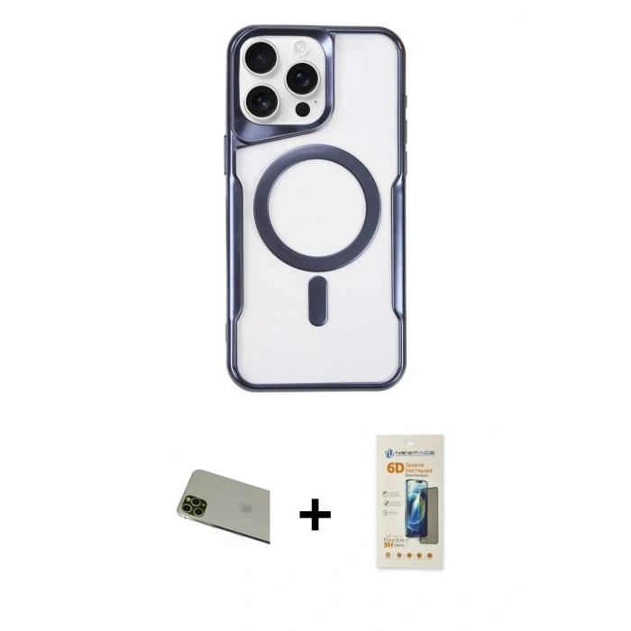 MARSİLYAN™- iPhone 11 Pro Max Kılıf Yadigar Klasik Özel Seri - Siyah 6D Mat Seramik Hayalet Nano Ekran Koruyucu + Rainbow Kamera Lens Koruma Cam - YL