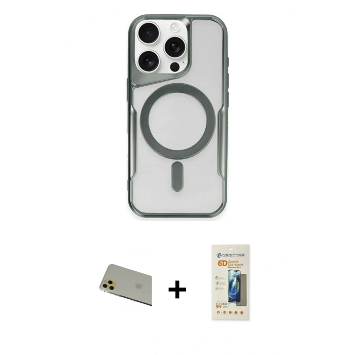 MARSİLYAN™- iPhone 11 Pro Max Kılıf Yadigar Klasik Özel Seri - Siyah 6D Mat Seramik Hayalet Nano Ekran Koruyucu + Rainbow Kamera Lens Koruma Cam - GD
