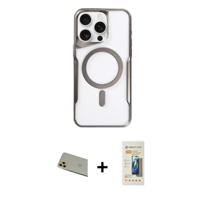MARSİLYAN™- iPhone 11 Pro Max Kılıf Yadigar Klasik Özel Seri - Siyah 6D Mat Seramik Hayalet Nano Ekran Koruyucu + Rainbow Kamera Lens Koruma Cam - GD