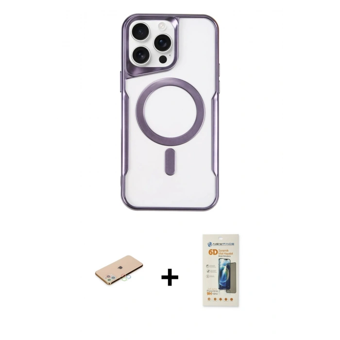 MARSİLYAN™- iPhone 11 Pro Max Kılıf Yadigar Klasik Özel Seri - Siyah 6D Mat Seramik Hayalet Nano Ekran Koruyucu + Renkli Kamera Lens Koruma Cam - MI