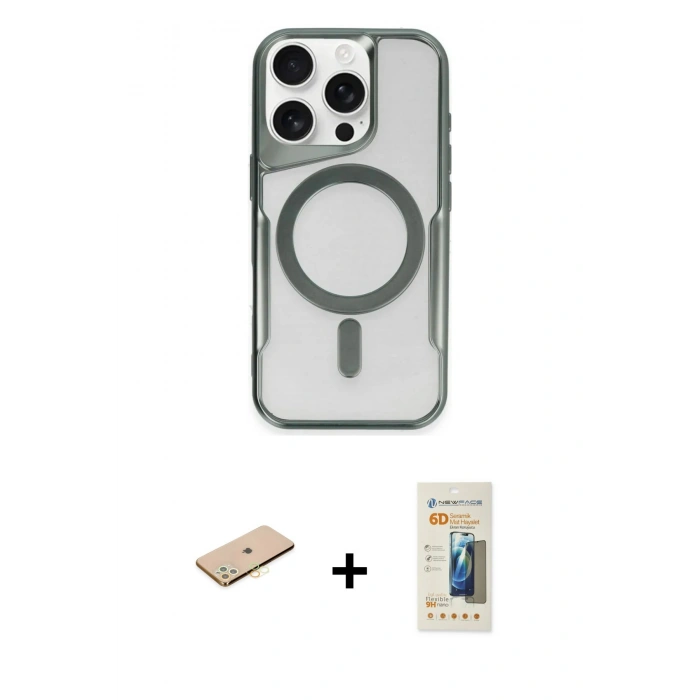 MARSİLYAN™- iPhone 11 Pro Max Kılıf Yadigar Klasik Özel Seri - Siyah 6D Mat Seramik Hayalet Nano Ekran Koruyucu + Renkli Kamera Lens Koruma Cam - SI