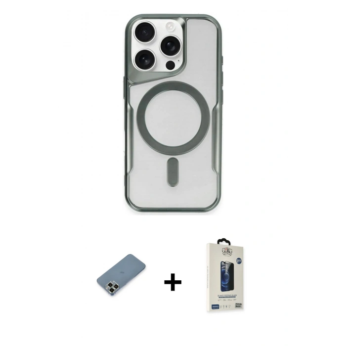 MARSİLYAN™- iPhone 11 Pro Max Kılıf Yadigar Klasik Özel Seri - Siyah Bilvis Hayalet Cam Ekran Koruyucu + Metal Kamera Lens Koruma Cam - AKYL