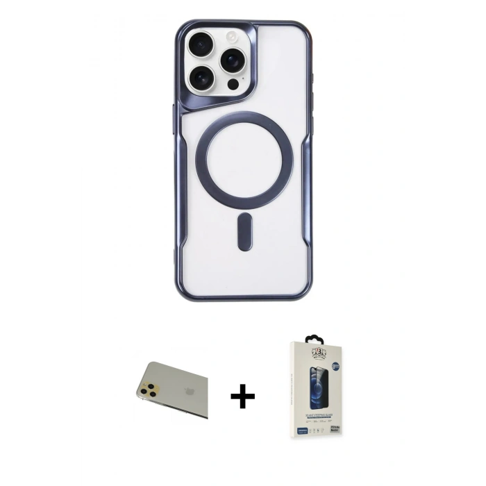 MARSİLYAN™- iPhone 11 Pro Max Kılıf Yadigar Klasik Özel Seri - Siyah Bilvis Hayalet Cam Ekran Koruyucu + Rainbow Kamera Lens Koruma Cam - GD