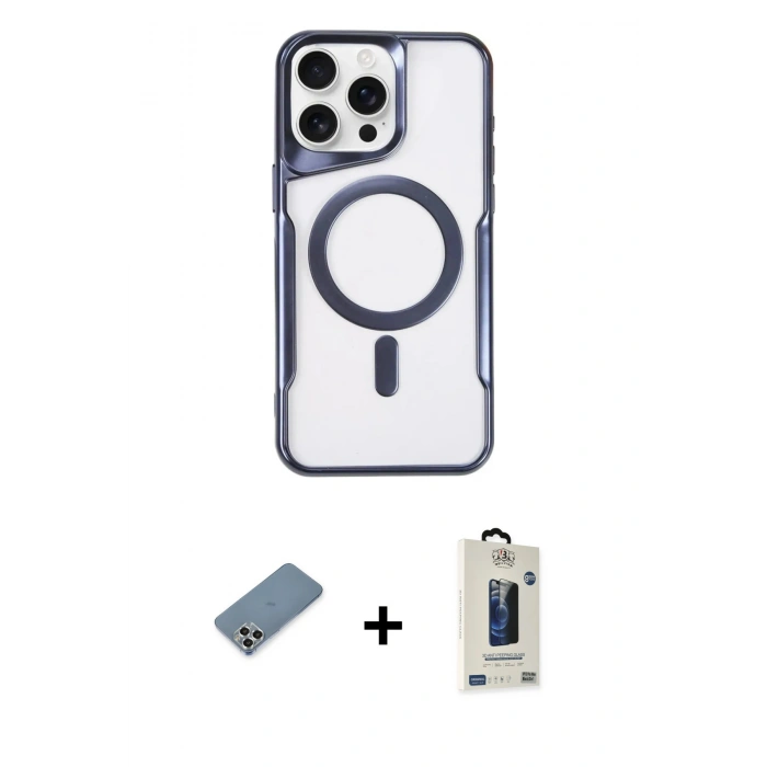 MARSİLYAN™- iPhone 11 Pro Max Kılıf Yadigar Klasik Özel Seri - Siyah Bilvis Hayalet Cam Ekran Koruyucu + Metal Kamera Lens Koruma Cam - GS