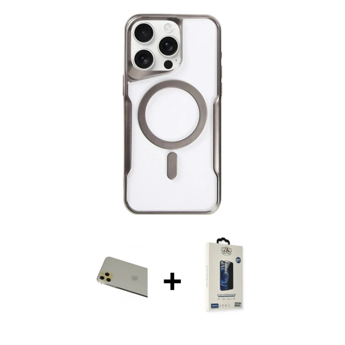 MARSİLYAN™- iPhone 11 Pro Max Kılıf Yadigar Klasik Özel Seri - Siyah Bilvis Hayalet Cam Ekran Koruyucu + Rainbow Kamera Lens Koruma Cam - GD