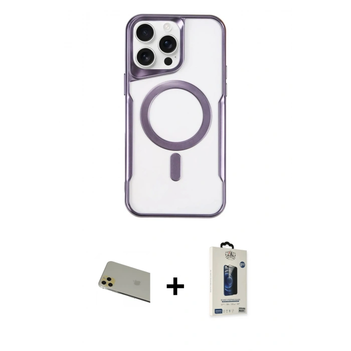 MARSİLYAN™- iPhone 11 Pro Max Kılıf Yadigar Klasik Özel Seri - Siyah Bilvis Hayalet Cam Ekran Koruyucu + Rainbow Kamera Lens Koruma Cam - GD