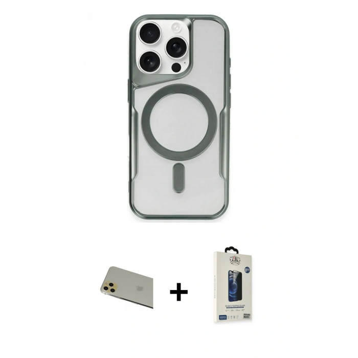 MARSİLYAN™- iPhone 11 Pro Max Kılıf Yadigar Klasik Özel Seri - Siyah Bilvis Hayalet Cam Ekran Koruyucu + Rainbow Kamera Lens Koruma Cam - GD
