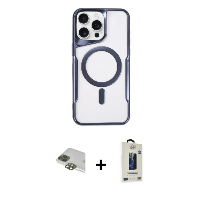 MARSİLYAN™- iPhone 11 Pro Max Kılıf Yadigar Klasik Özel Seri - Siyah Bilvis Hayalet Cam Ekran Koruyucu + Pers Alüminyum Kamera Lens - YL