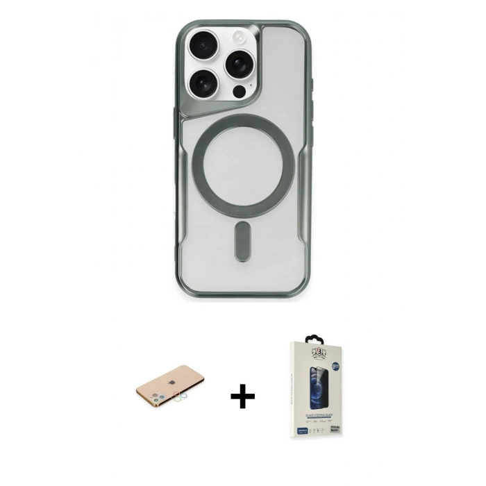 MARSİLYAN™- iPhone 11 Pro Max Kılıf Yadigar Klasik Özel Seri - Siyah Bilvis Hayalet Cam Ekran Koruyucu + Renkli Kamera Lens Koruma Cam - MI