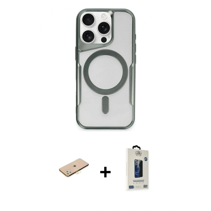MARSİLYAN™- iPhone 11 Pro Max Kılıf Yadigar Klasik Özel Seri - Siyah Bilvis Hayalet Cam Ekran Koruyucu + Renkli Kamera Lens Koruma Cam - SI