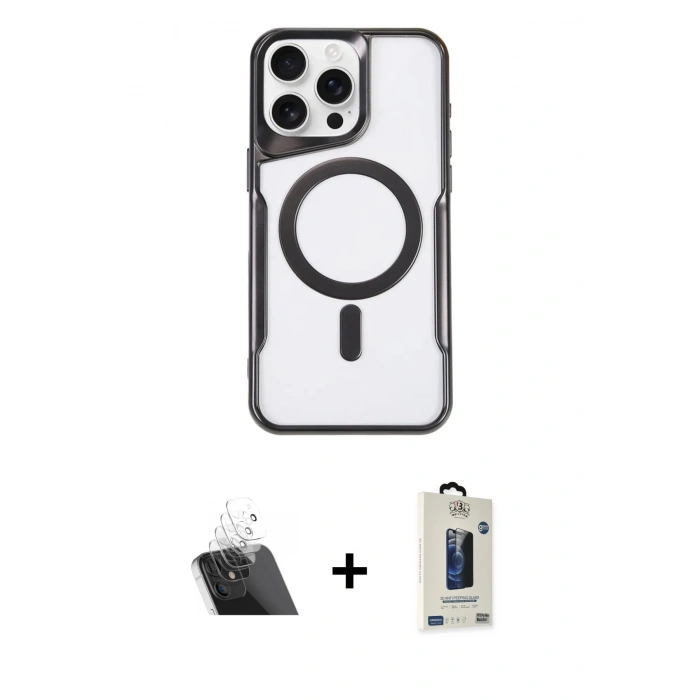 MARSİLYAN™- iPhone 11 Pro Max Kılıf Yadigar Klasik Özel Seri - Siyah Bilvis Hayalet Cam Ekran Koruyucu + Kamera Lens Koruma Cam - SF