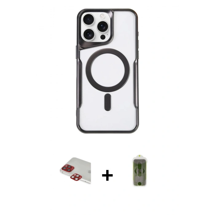 MARSİLYAN™- iPhone 11 Pro Max Kılıf Yadigar Klasik Özel Seri - Siyah Joko Magic 5D Hayalet Cam + Pers Alüminyum Kamera Lens - KI