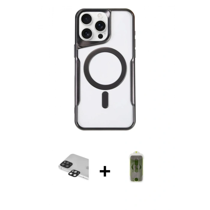 MARSİLYAN™- iPhone 11 Pro Max Kılıf Yadigar Klasik Özel Seri - Siyah Joko Magic 5D Hayalet Cam + Pers Alüminyum Kamera Lens - SH