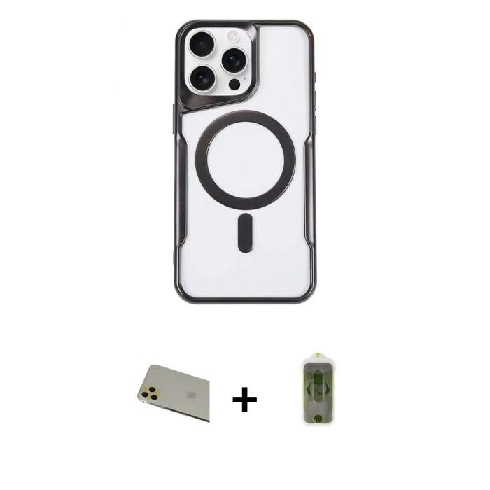 MARSİLYAN™- iPhone 11 Pro Max Kılıf Yadigar Klasik Özel Seri - Siyah Joko Magic 5D Hayalet Cam + Rainbow Kamera Lens Koruma Cam - GD