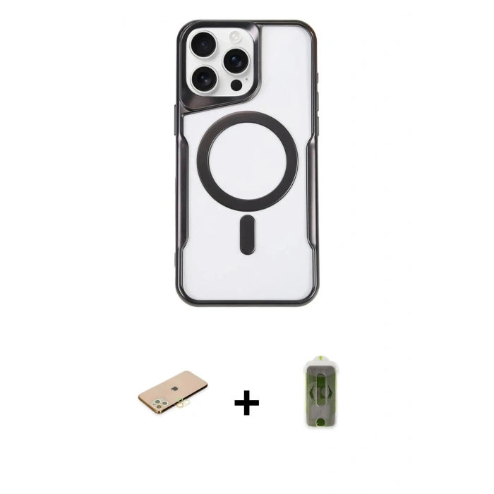 MARSİLYAN™- iPhone 11 Pro Max Kılıf Yadigar Klasik Özel Seri - Siyah Joko Magic 5D Hayalet Cam + Renkli Kamera Lens Koruma Cam - SI