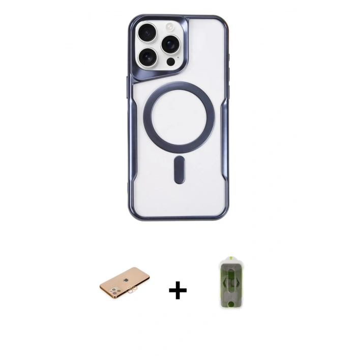 MARSİLYAN™- iPhone 11 Pro Max Kılıf Yadigar Klasik Özel Seri - Siyah Joko Magic 5D Hayalet Cam + Turuncu Renkli Kamera Lens Koruma Cam