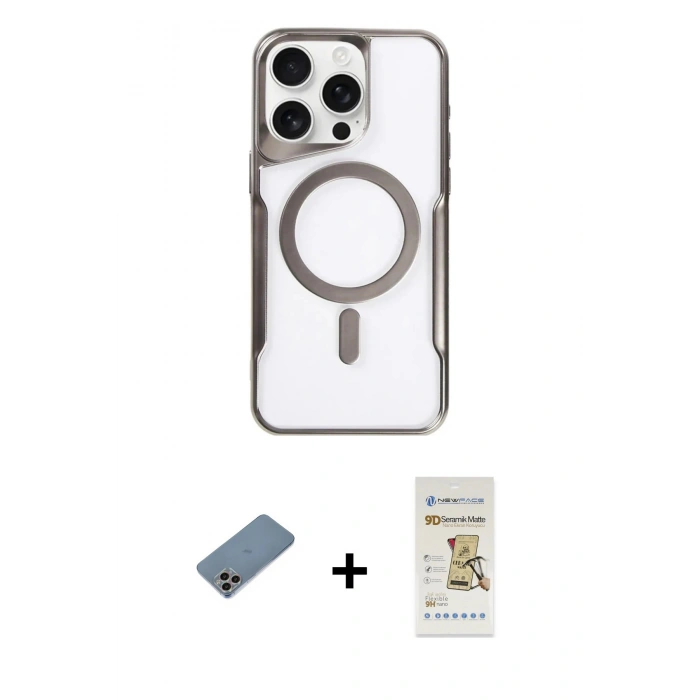 MARSİLYAN™- iPhone 11 Pro Max Kılıf Yadigar Klasik Özel Seri - Siyah Mat Seramik Nano Ekran Koruyucu + Shine Kamera Lens Koruma Cam - GI