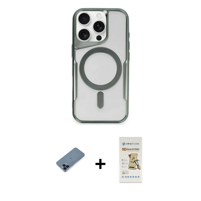 MARSİLYAN™- iPhone 11 Pro Max Kılıf Yadigar Klasik Özel Seri - Siyah Mat Seramik Nano Ekran Koruyucu + Metal Kamera Lens Koruma Cam - MI
