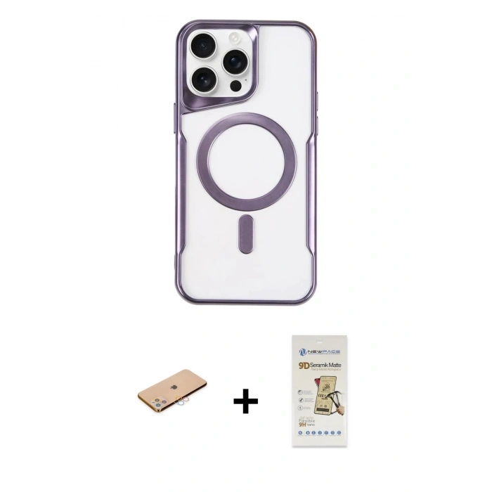 MARSİLYAN™- iPhone 11 Pro Max Kılıf Yadigar Klasik Özel Seri - Siyah Mat Seramik Nano Ekran Koruyucu + Renkli Kamera Lens Koruma Cam - PE
