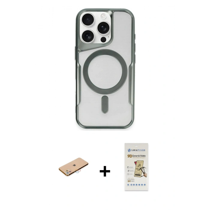 MARSİLYAN™- iPhone 11 Pro Max Kılıf Yadigar Klasik Özel Seri - Siyah Mat Seramik Nano Ekran Koruyucu + Renkli Kamera Lens Koruma Cam - PE
