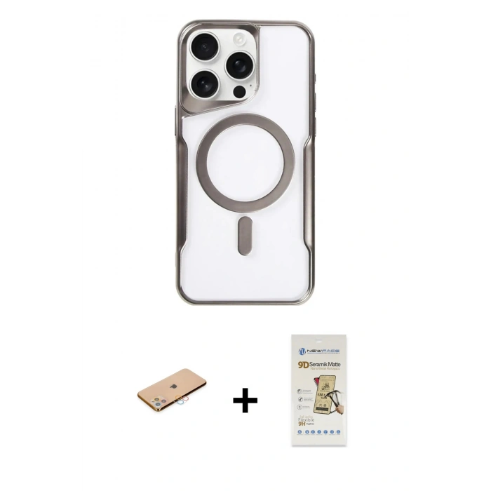 MARSİLYAN™- iPhone 11 Pro Max Kılıf Yadigar Klasik Özel Seri - Siyah Mat Seramik Nano Ekran Koruyucu + Renkli Kamera Lens Koruma Cam - PE