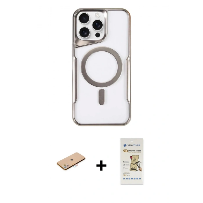 MARSİLYAN™- iPhone 11 Pro Max Kılıf Yadigar Klasik Özel Seri - Siyah Mat Seramik Nano Ekran Koruyucu + Renkli Kamera Lens Koruma Cam - PE